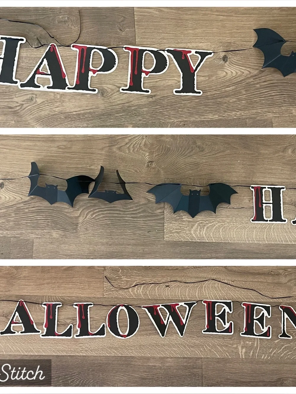 Vintage 1980’s Die Cut Happy Halloween 10ft Banner 3d Bats & Glitter Party Decor